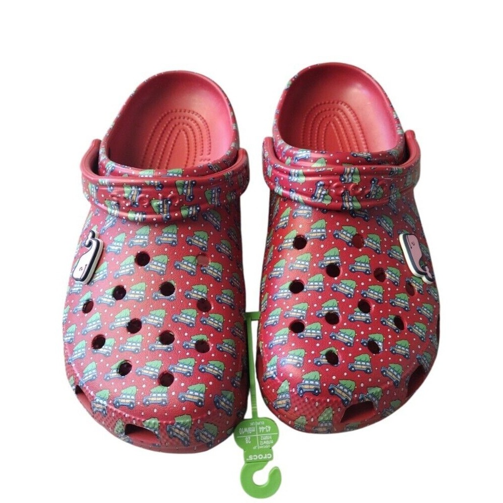 Crocs Clogs Women 12 Man 10 Red Vineyard Vines Holiday Christmas Vacation Travel - Picture 7 of 7